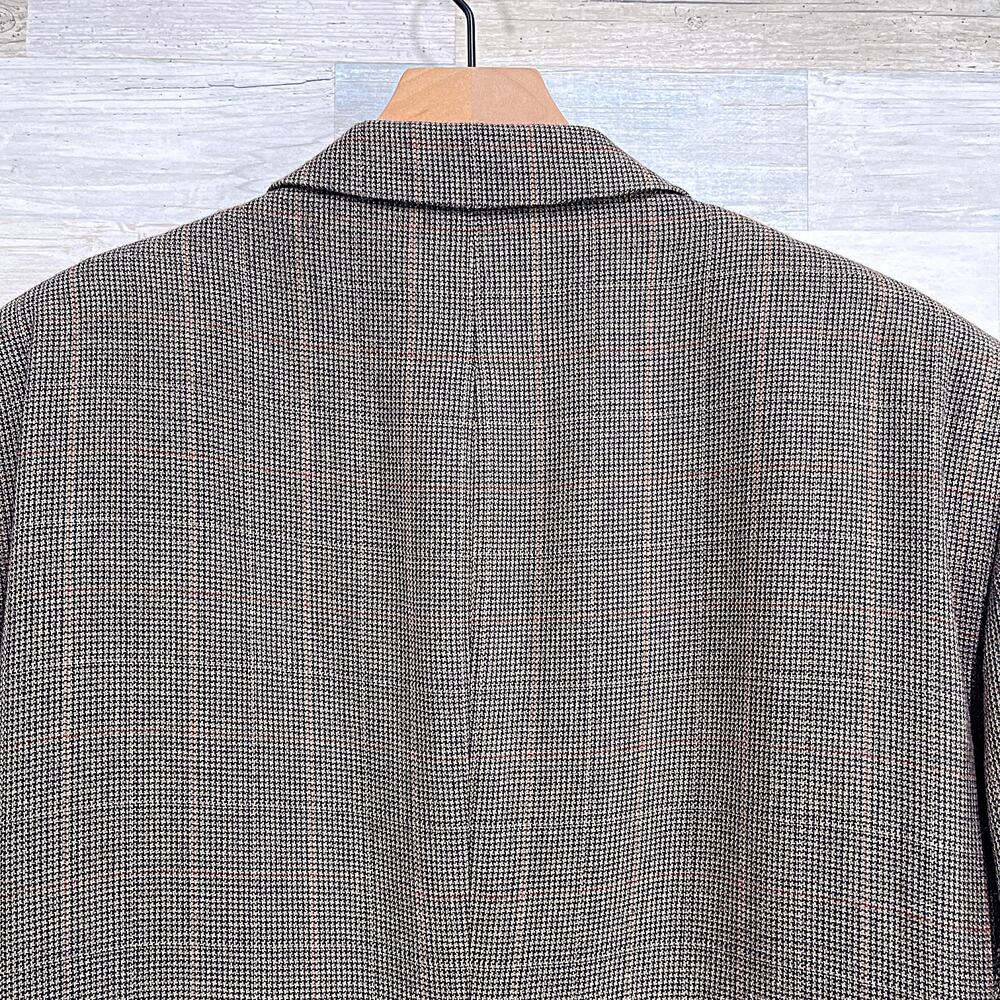 Jos A Bank Wool Tweed Sport Coat Jacket Brown Windowpane Check Mens 46R - Picture 6 of 8